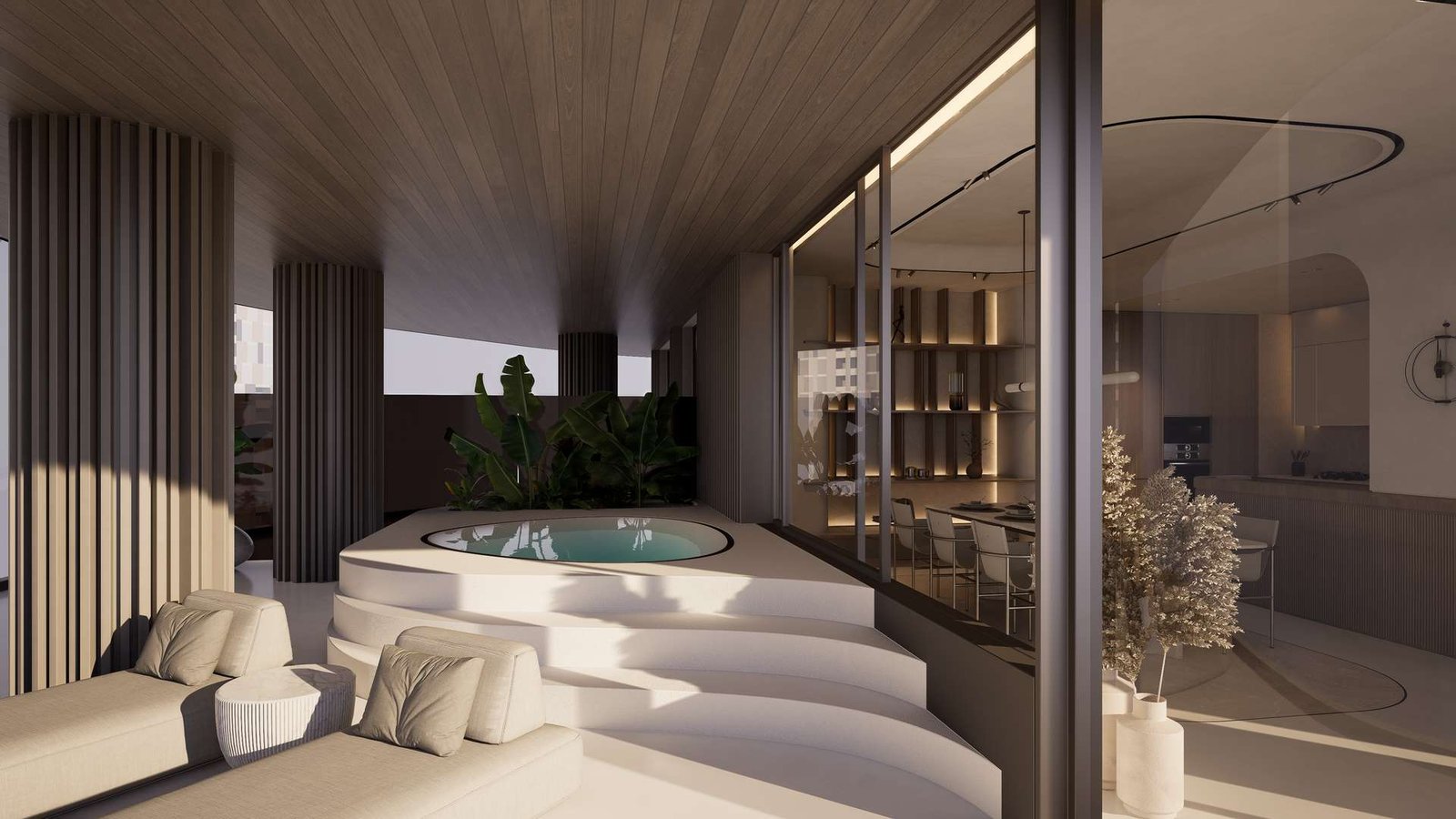Luxury balcony terrace with seating at Flow25 Reem Island residences